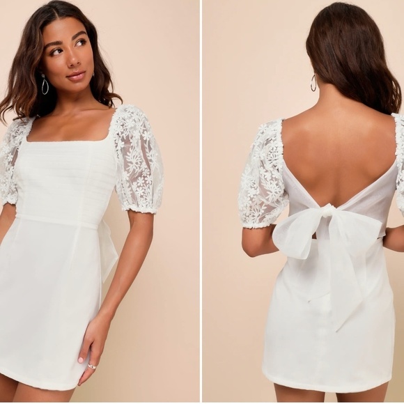 LULUS Bridal Bachelorette Engagement Bridal Shower Sexy Chic Floral Mini - Picture 3 of 7